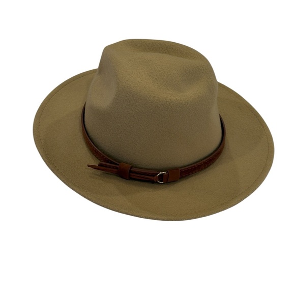 Shein Brown Felt Hat Womens Tan Khaki Fedora Belt Boho Chic Belt - Picture 5 of 7